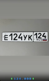 Госномер 124/124. Е 124 УК 124. 124000 рублей, Красноярск