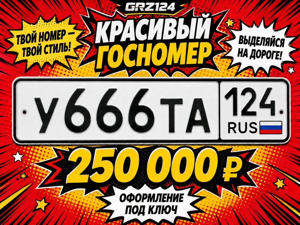 Гос.номер У666ТА124 250000 рублей, Красноярск